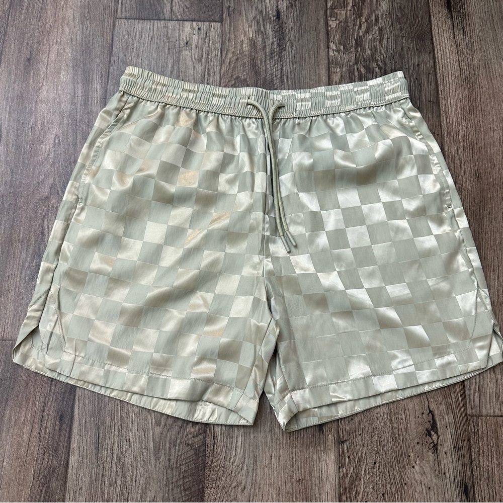 Forever 21 checkerboard Drawstring Shorts Men’s Size L Grey Goldfish